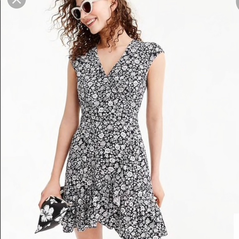 J Crew Mercantile Faux Wrap Floral Mini Dr…